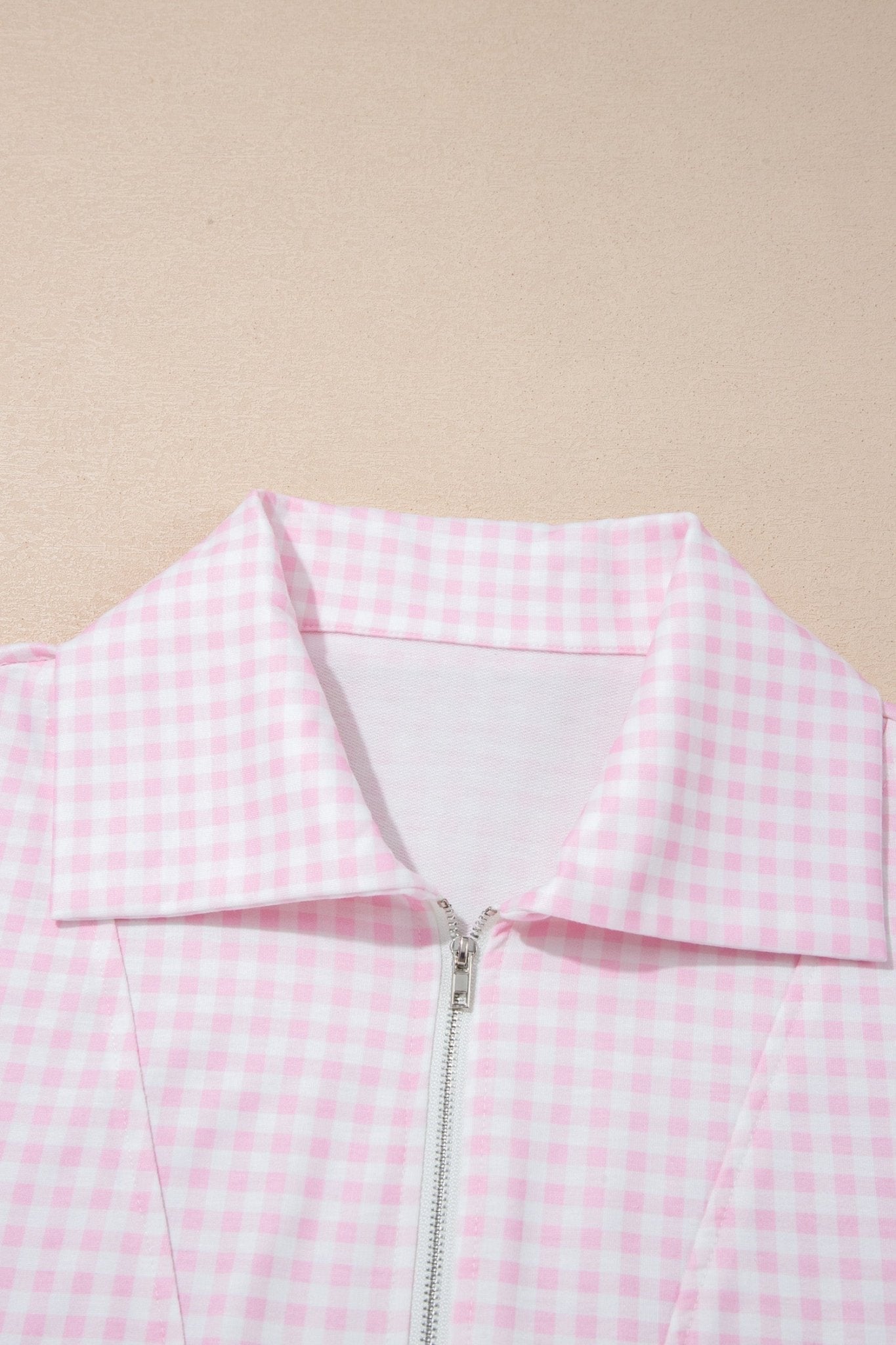 Gingham Half Zip Top & Elastic Waist Shorts Set - Rooted & Reckless Co.
