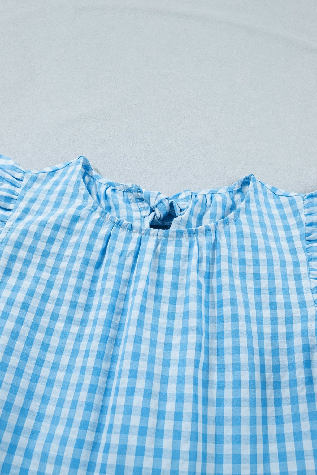 Gingham Knot Back Ruffle Short Sleeve Maxi Dress - Rooted & Reckless Co.