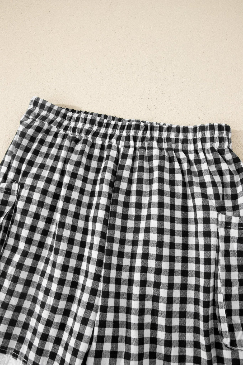 Gingham Lace Trim Pouch Pocket Shorts - Rooted & Reckless Co.