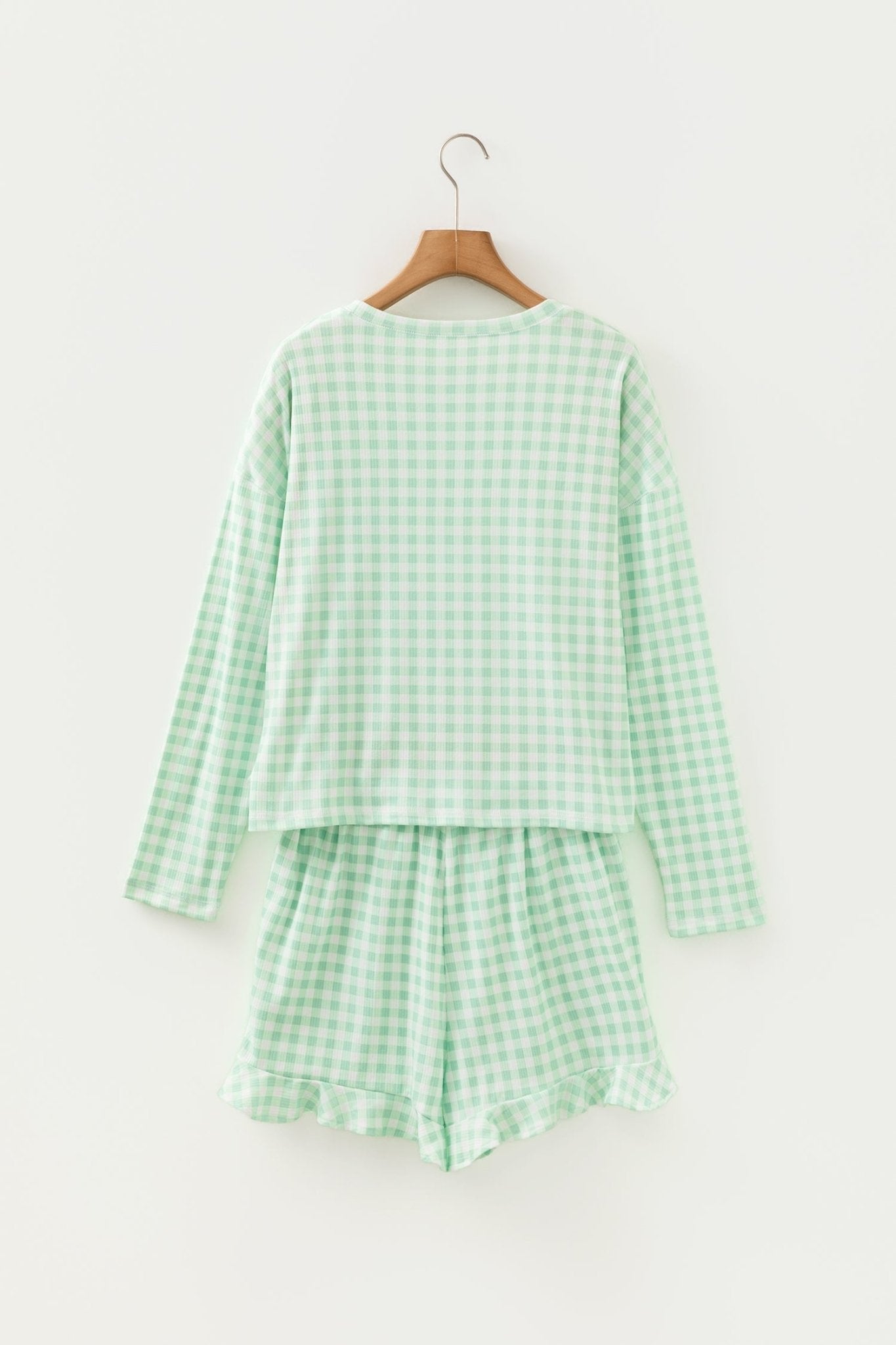 Gingham Long Sleeve Top and Shorts Set - Rooted & Reckless Co.