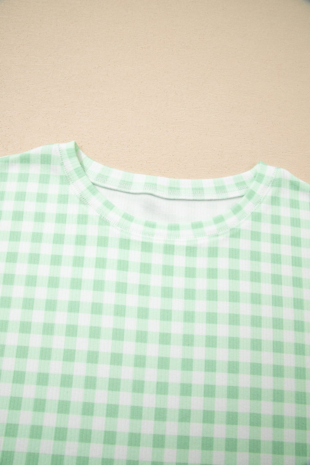 Gingham Long Sleeve Top and Shorts Set - Rooted & Reckless Co.