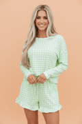 Gingham Long Sleeve Top and Shorts Set - Rooted & Reckless Co.