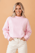 Gingham Patch Embroidered Mock Neck Sweatshirt - Rooted & Reckless Co.