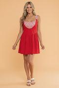 Gingham Patchwork Faux Two Piece Mini Dress - Rooted & Reckless Co.