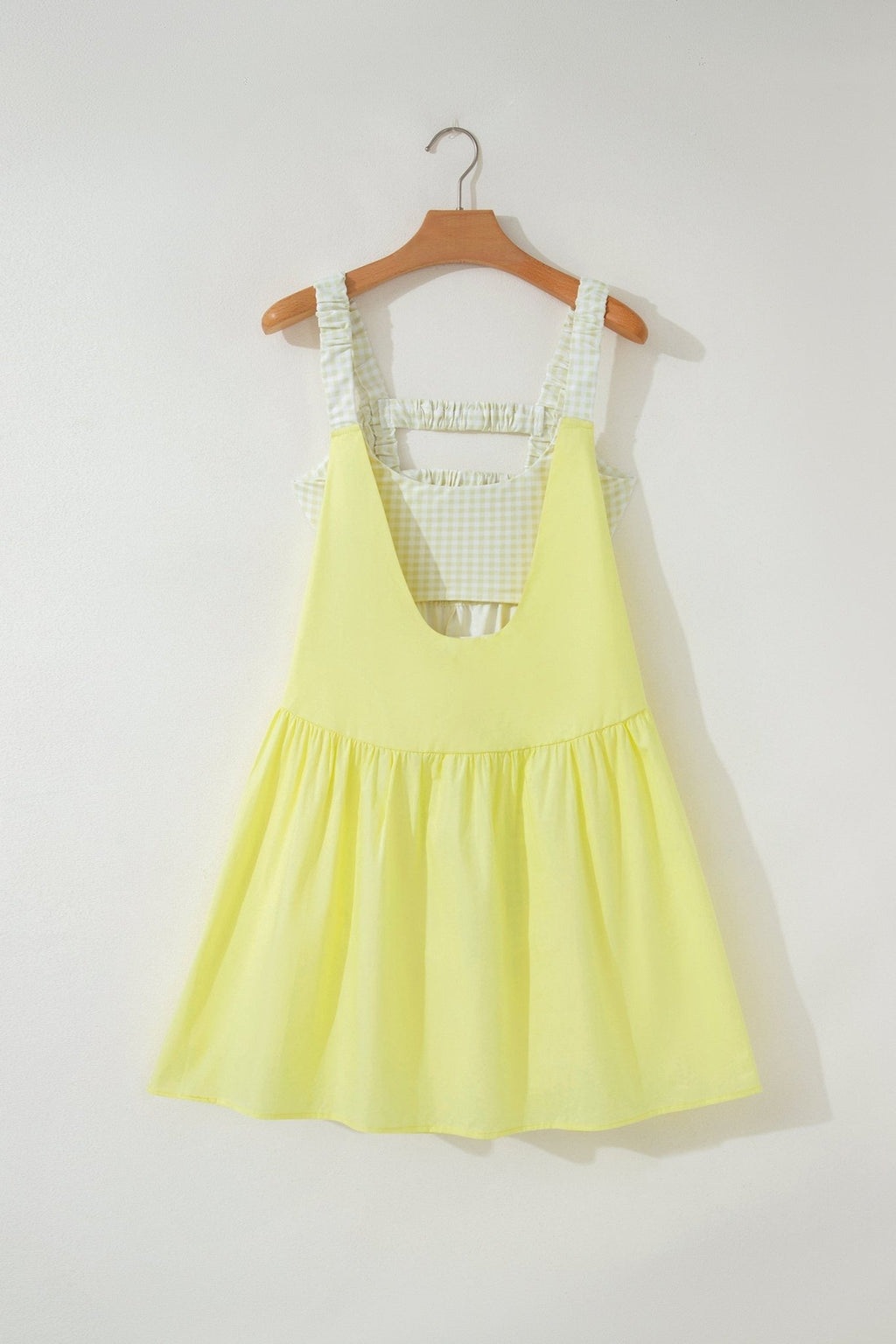 Gingham Patchwork Faux Two Piece Mini Dress - Rooted & Reckless Co.