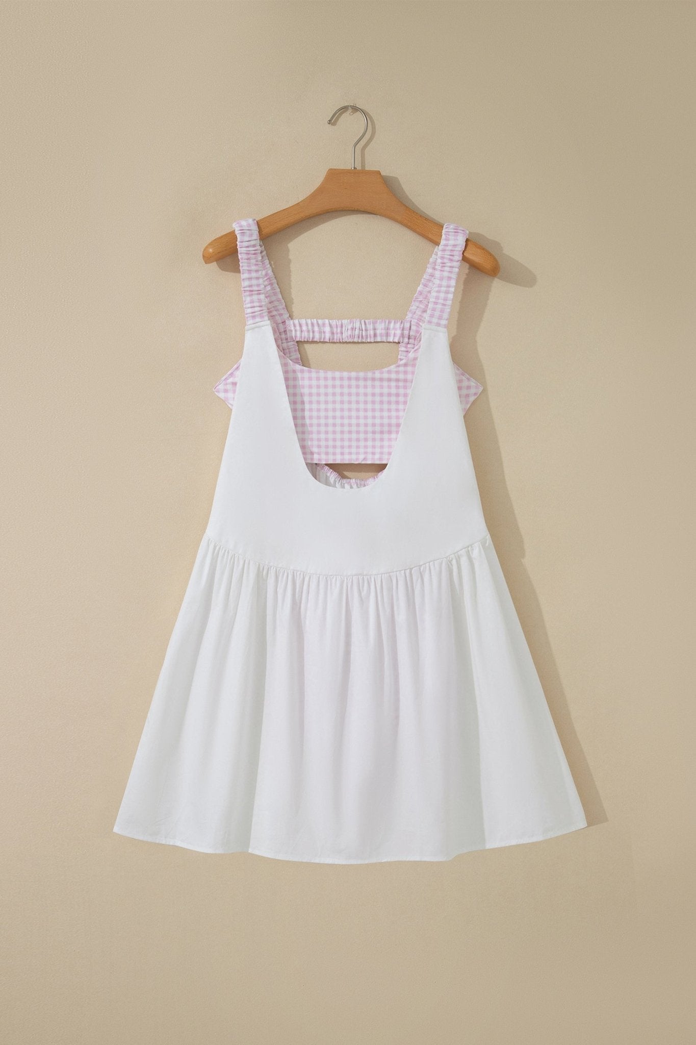 Gingham Patchwork Faux Two Piece Mini Dress - Rooted & Reckless Co.