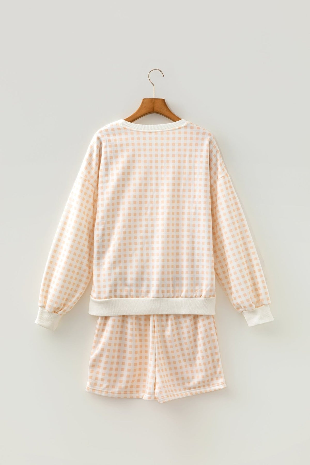 Gingham Plaid Baggy Pullover and Drawstring Shorts Set - Rooted & Reckless Co.