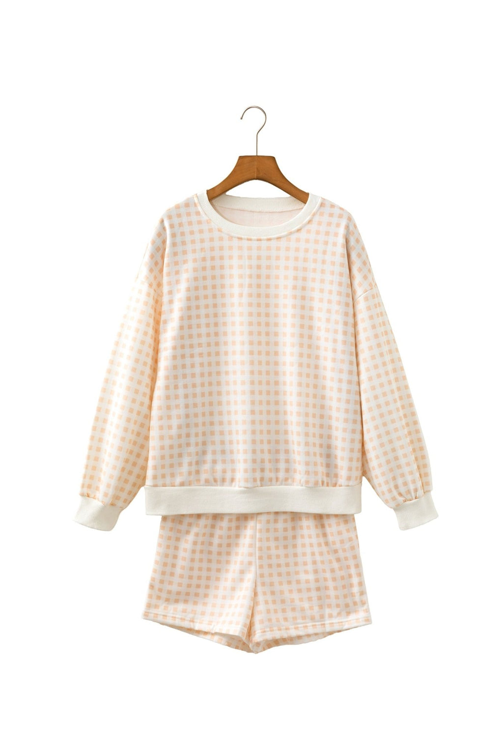 Gingham Plaid Baggy Pullover and Drawstring Shorts Set - Rooted & Reckless Co.