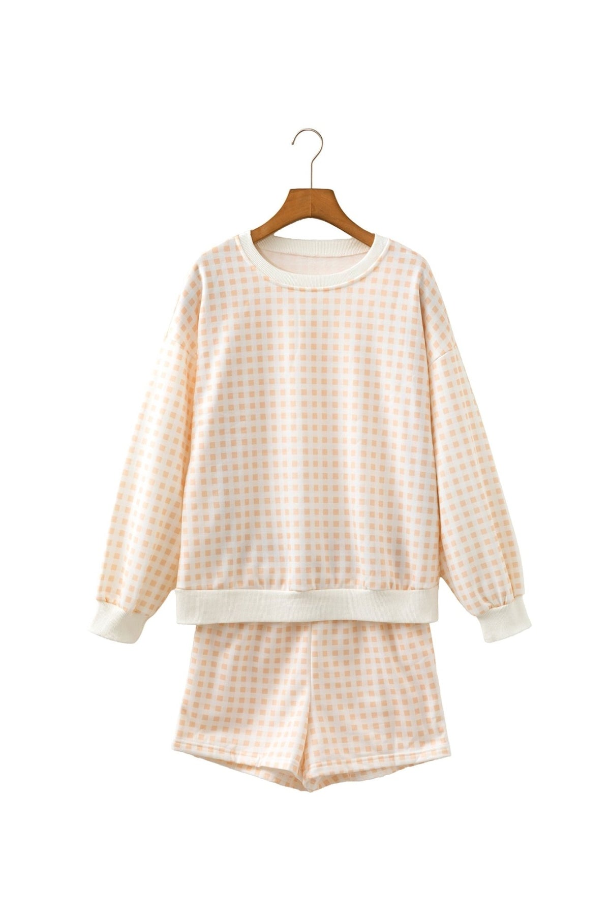 Gingham Plaid Baggy Pullover and Drawstring Shorts Set - Rooted & Reckless Co.