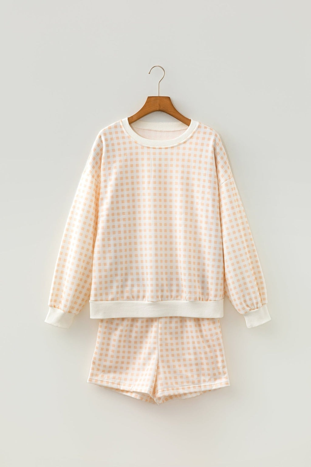 Gingham Plaid Baggy Pullover and Drawstring Shorts Set - Rooted & Reckless Co.