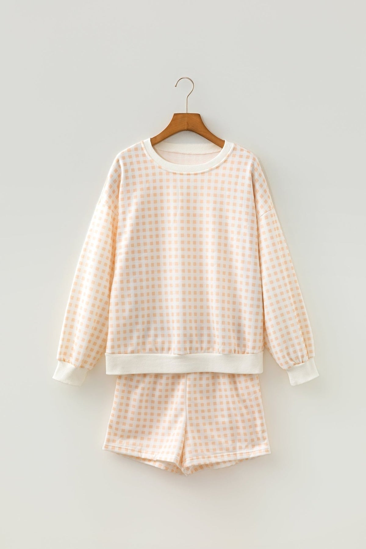 Gingham Plaid Baggy Pullover and Drawstring Shorts Set - Rooted & Reckless Co.