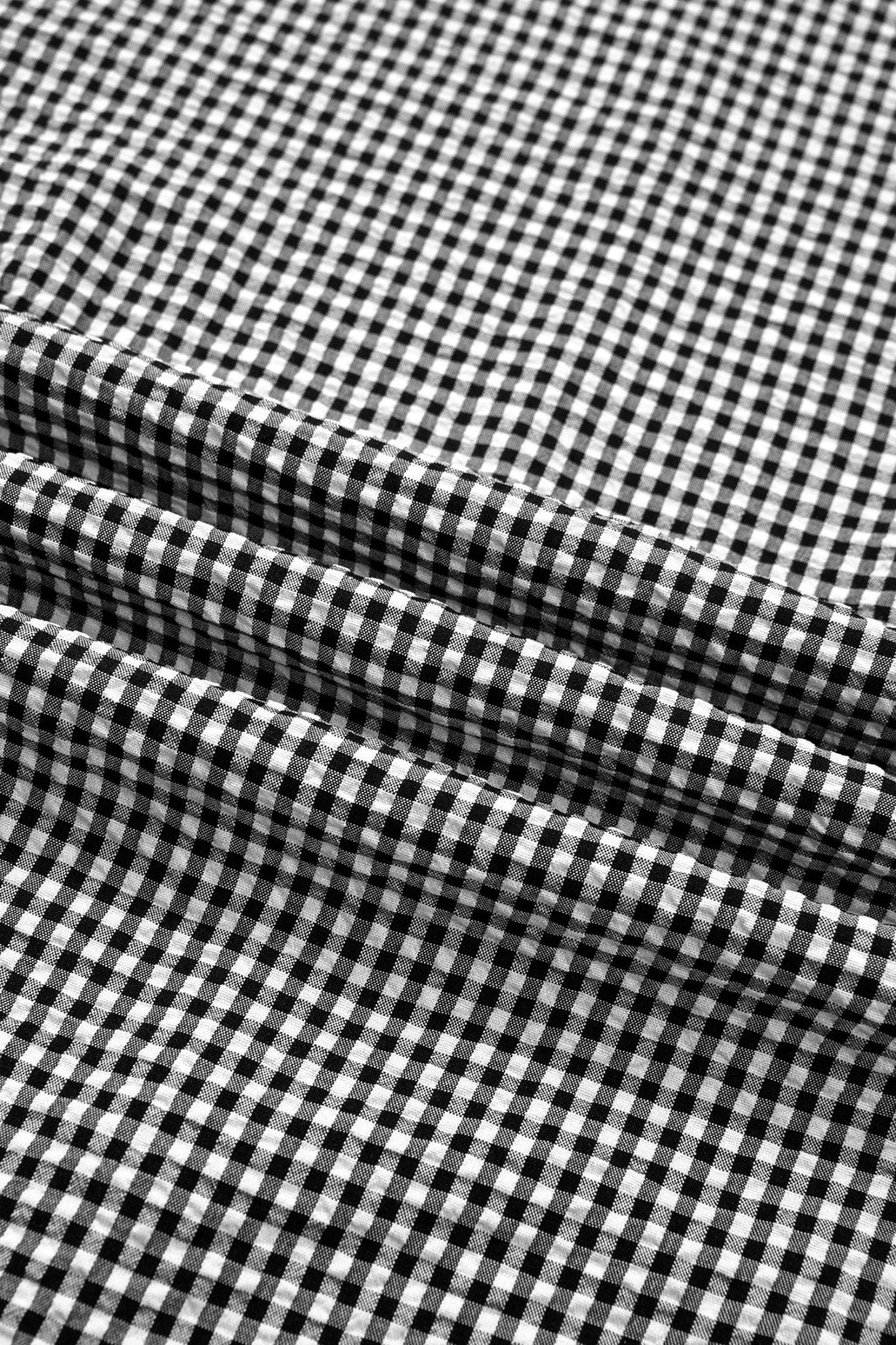 Gingham Plaid Bow Ruffle 3/4 Sleeve Blouse - Rooted & Reckless Co.