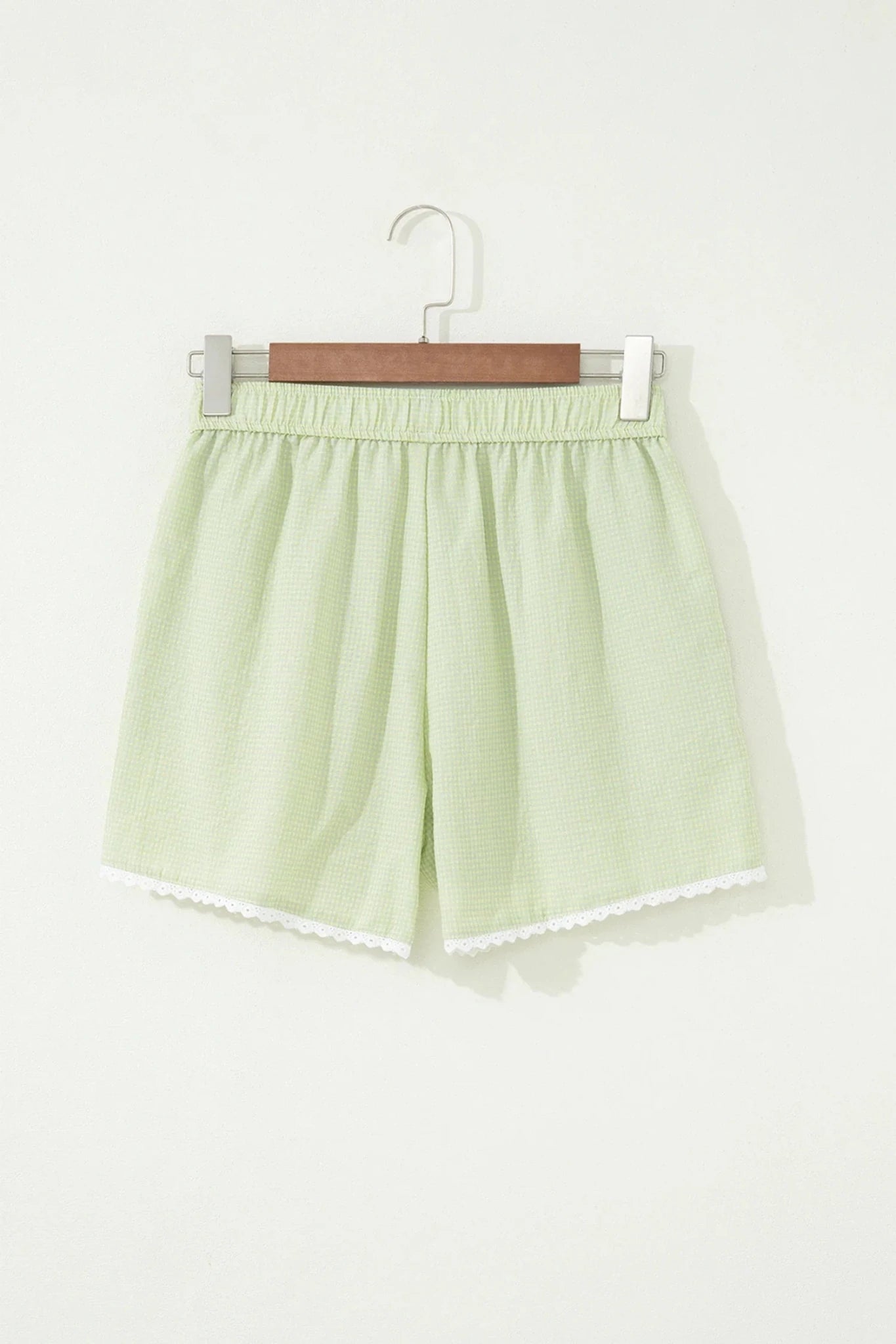 Gingham Plaid Button Lace Trim Boxer Shorts - Rooted & Reckless Co.