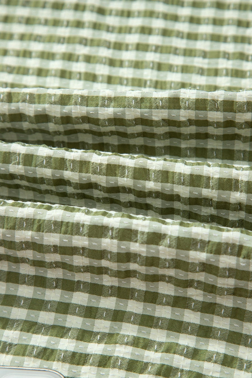 Gingham Plaid Colorblock Trim Split Neck Blouse - Rooted & Reckless Co.
