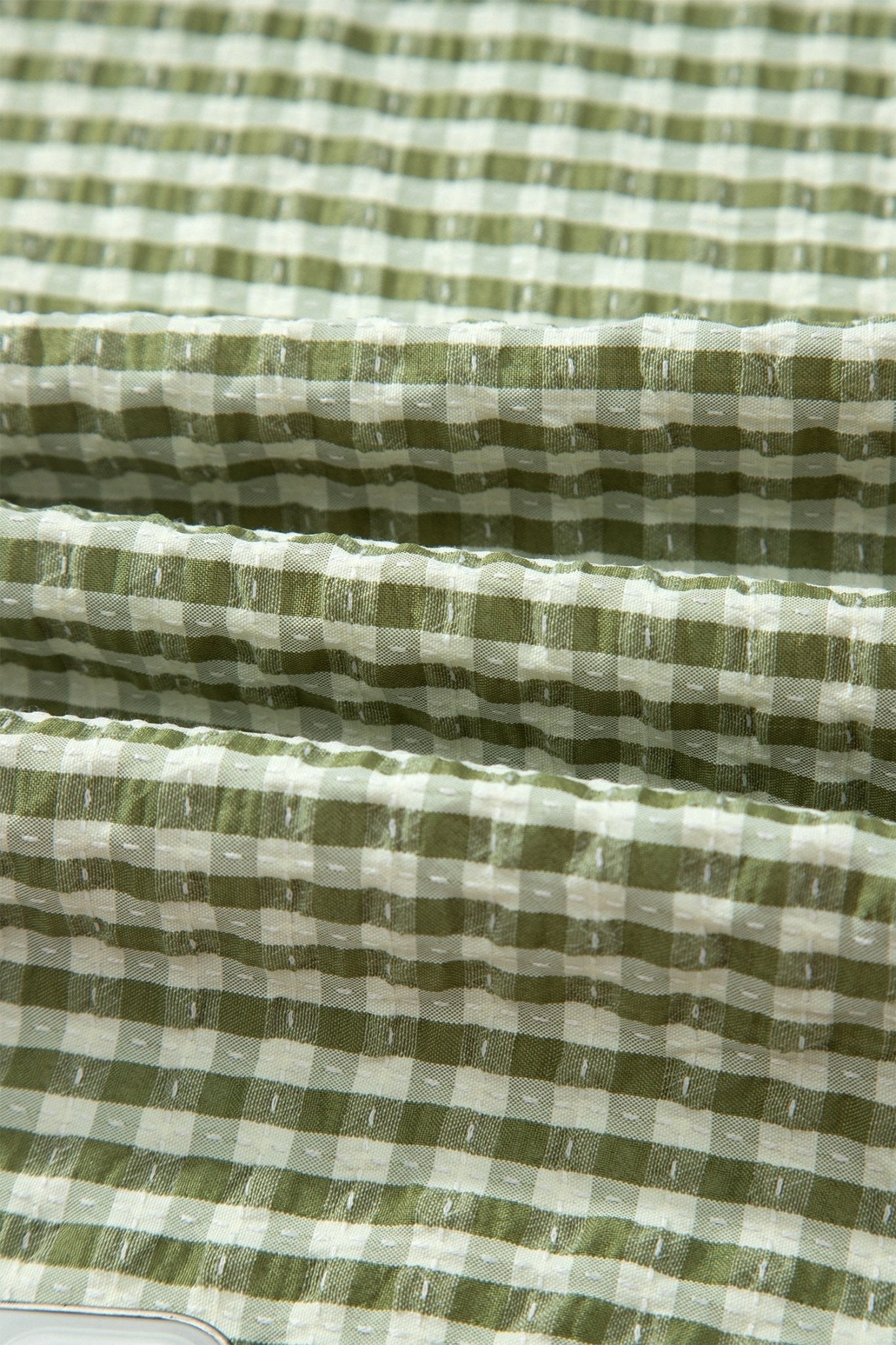 Gingham Plaid Colorblock Trim Split Neck Blouse - Rooted & Reckless Co.