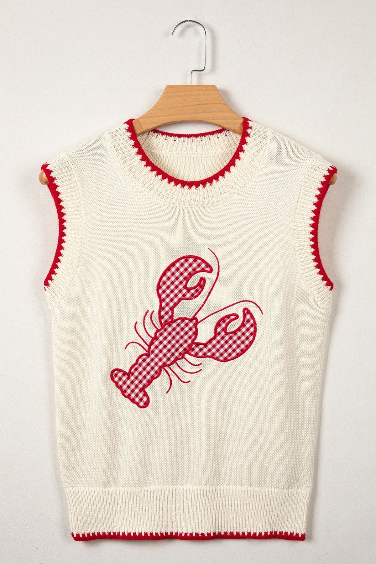Gingham Plaid Crawfish Sleeveless Sweater Top - Rooted & Reckless Co.