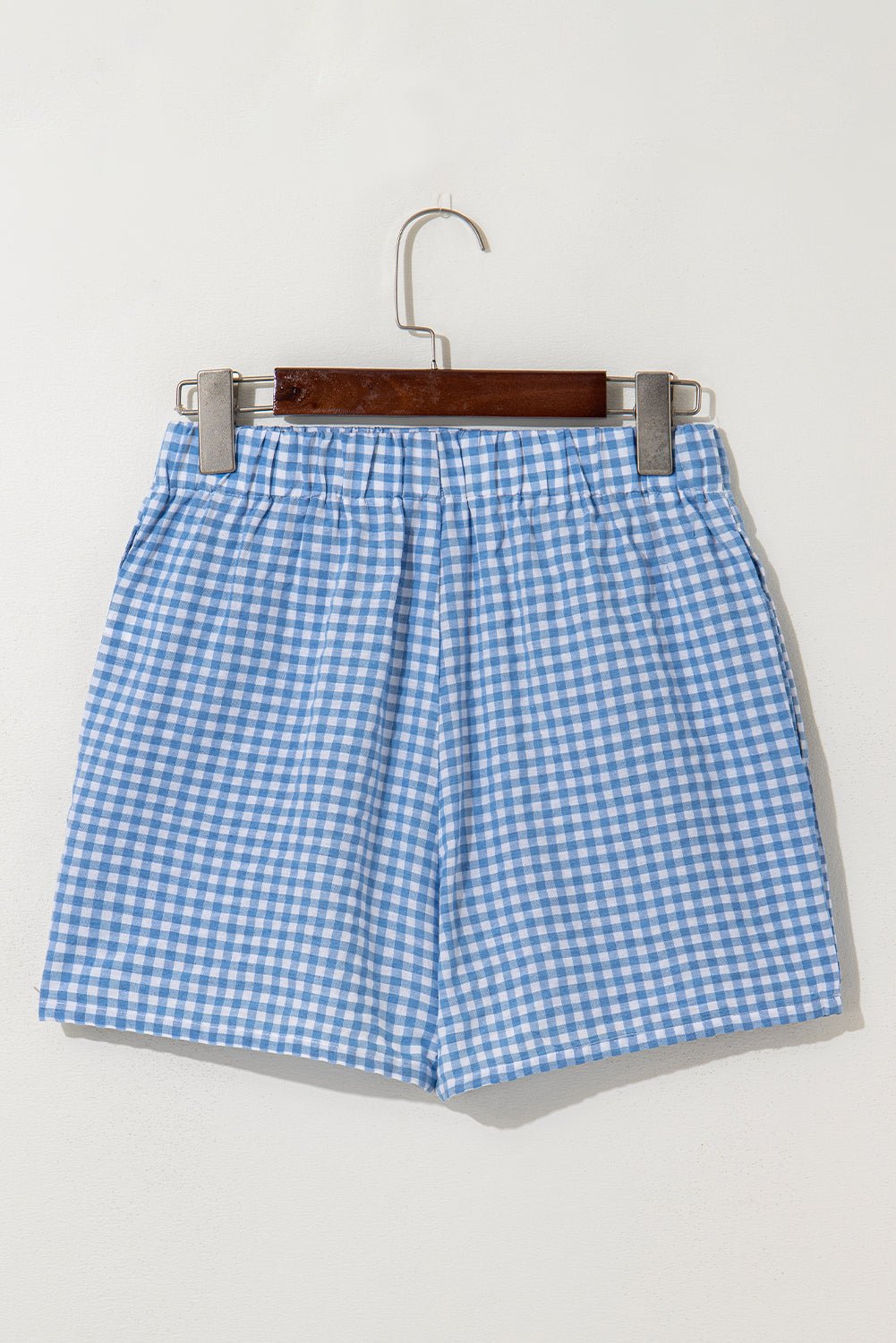 Gingham Plaid High Elastic Waist Shorts - Rooted & Reckless Co.