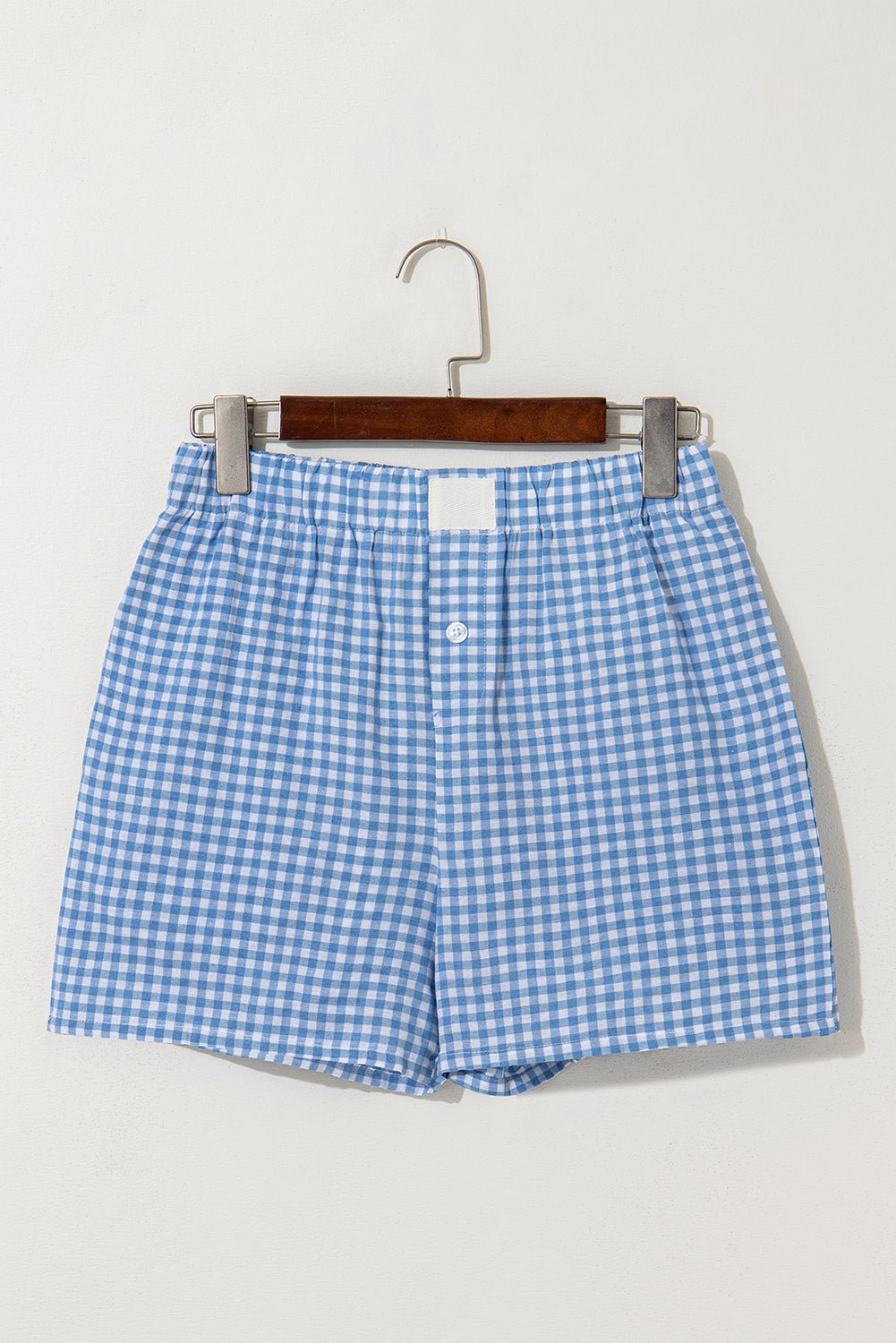 Gingham Plaid High Elastic Waist Shorts - Rooted & Reckless Co.