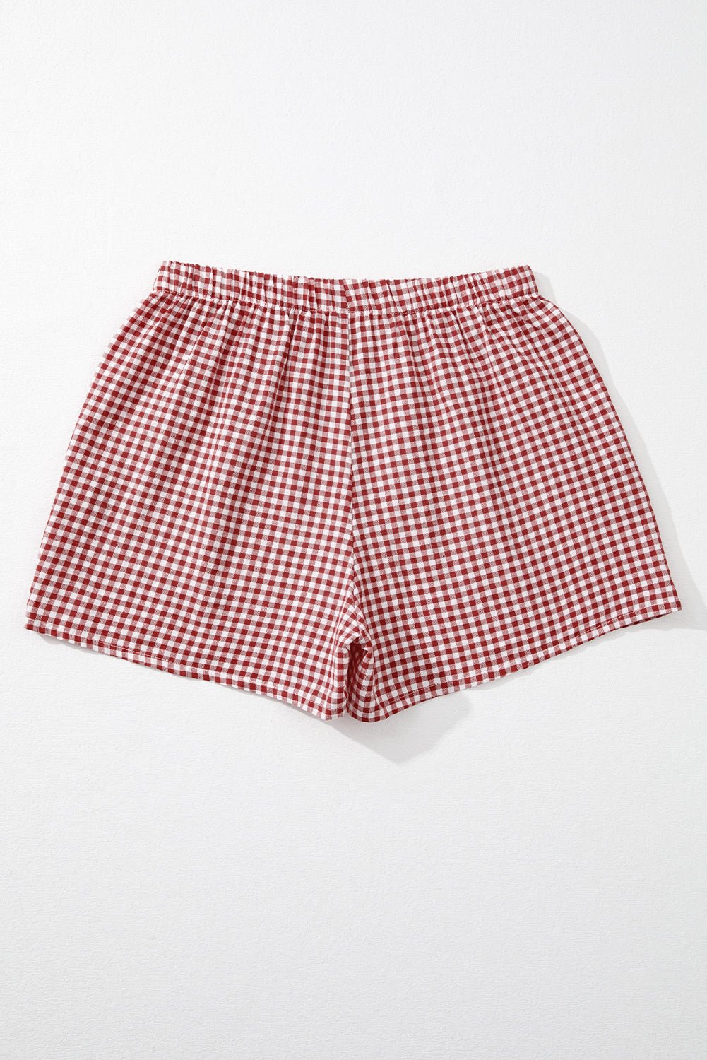 Gingham Plaid High Elastic Waist Shorts - Rooted & Reckless Co.