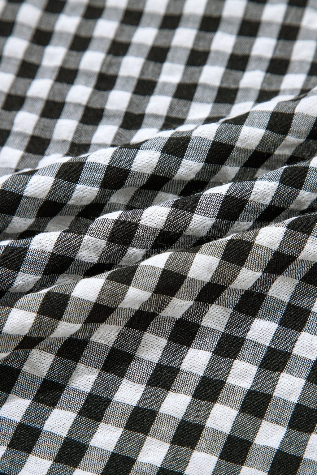 Gingham Plaid Puff Sleeve Frilled Neck Blouse - Rooted & Reckless Co.
