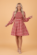 Gingham Plaid Smocked Puff Sleeve Mini Dress - Rooted & Reckless Co.