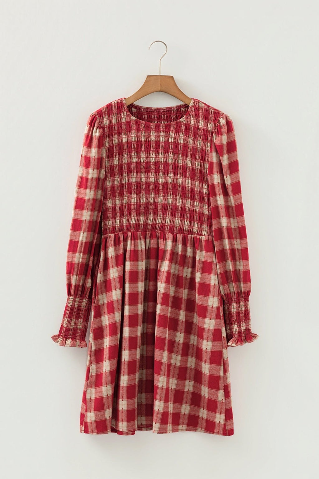 Gingham Plaid Smocked Puff Sleeve Mini Dress - Rooted & Reckless Co.