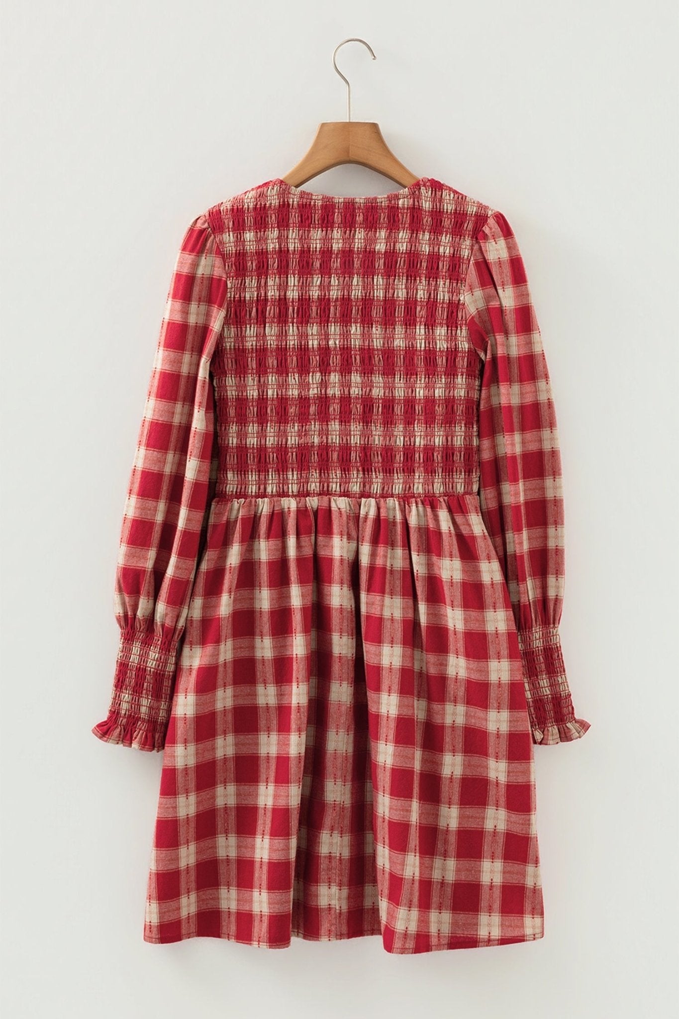 Gingham Plaid Smocked Puff Sleeve Mini Dress - Rooted & Reckless Co.