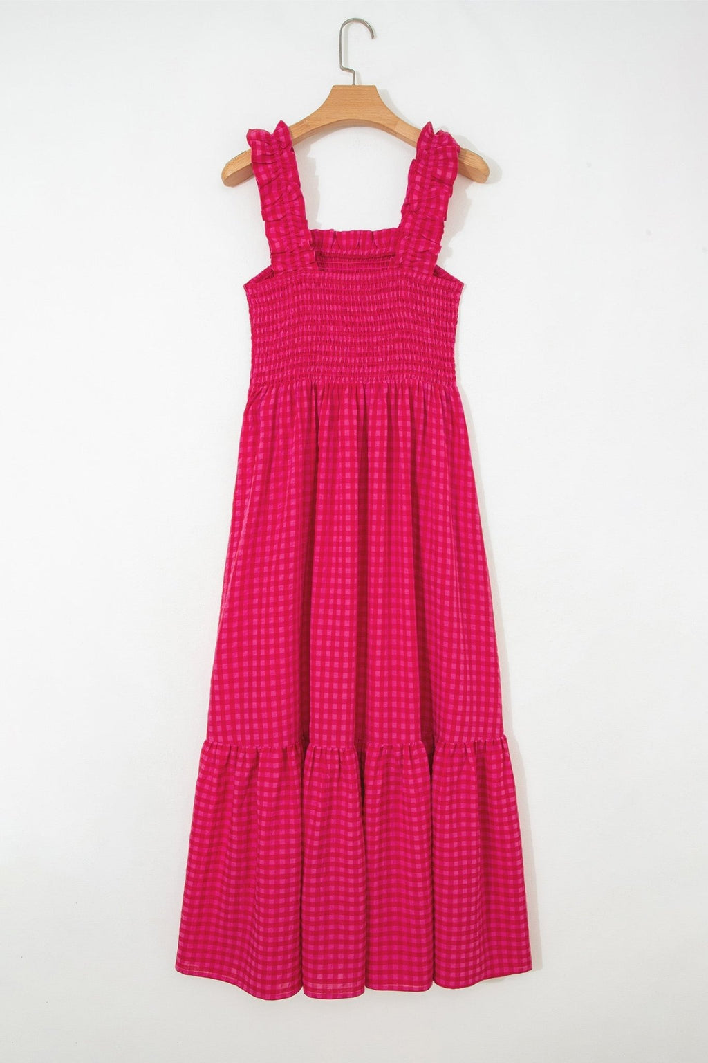 Gingham Plaid Smocked Square Neck Sundress - Rooted & Reckless Co.