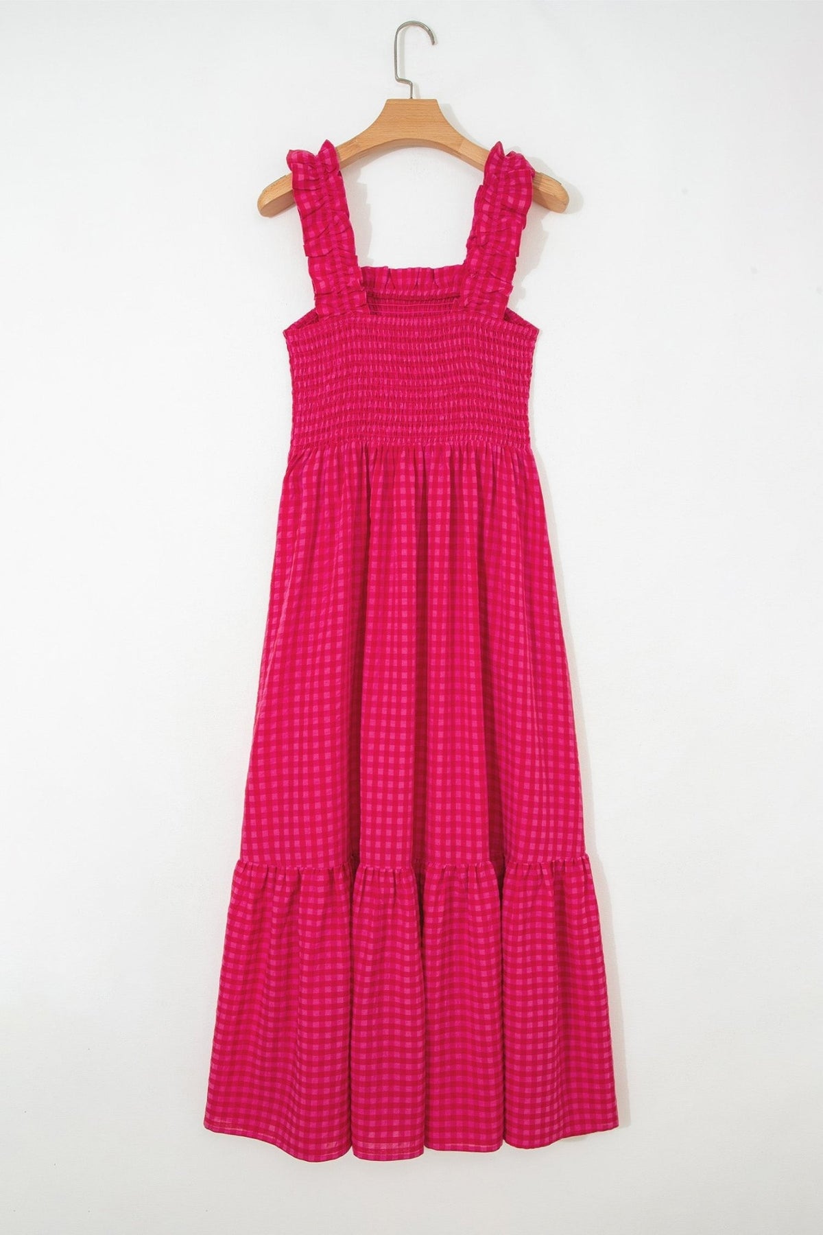 Gingham Plaid Smocked Square Neck Sundress - Rooted & Reckless Co.