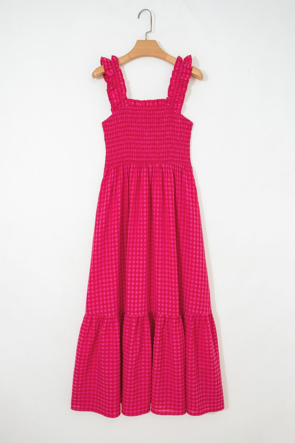 Gingham Plaid Smocked Square Neck Sundress - Rooted & Reckless Co.