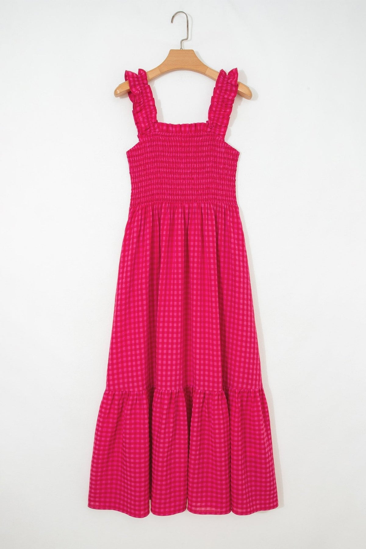 Gingham Plaid Smocked Square Neck Sundress - Rooted & Reckless Co.