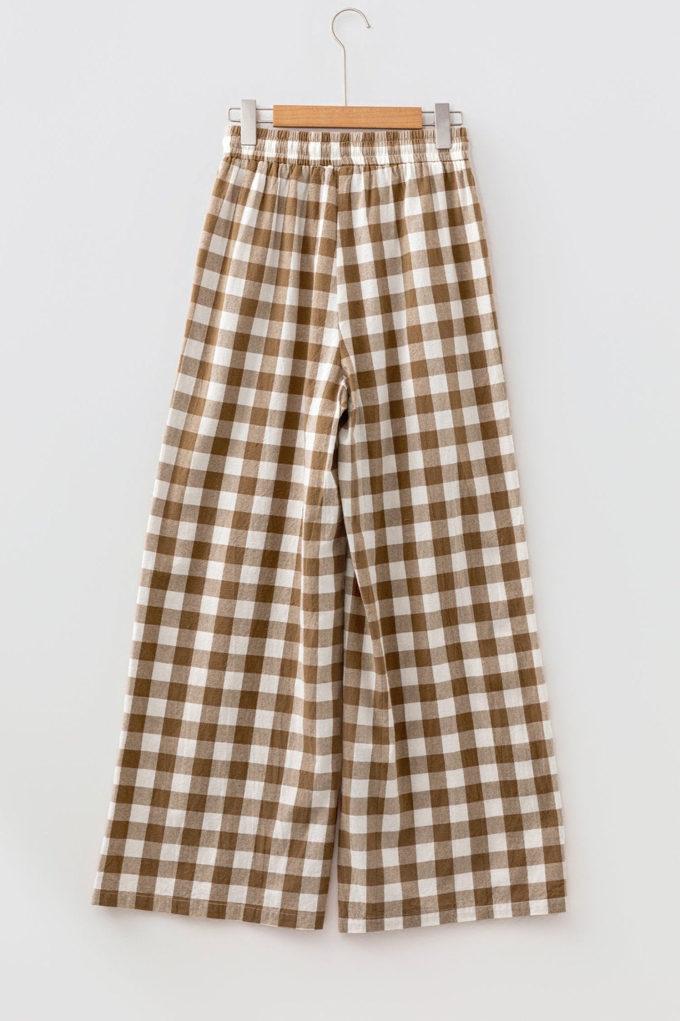 Gingham Plaid Tie Waist Elastic Shift Pants - Rooted & Reckless Co.