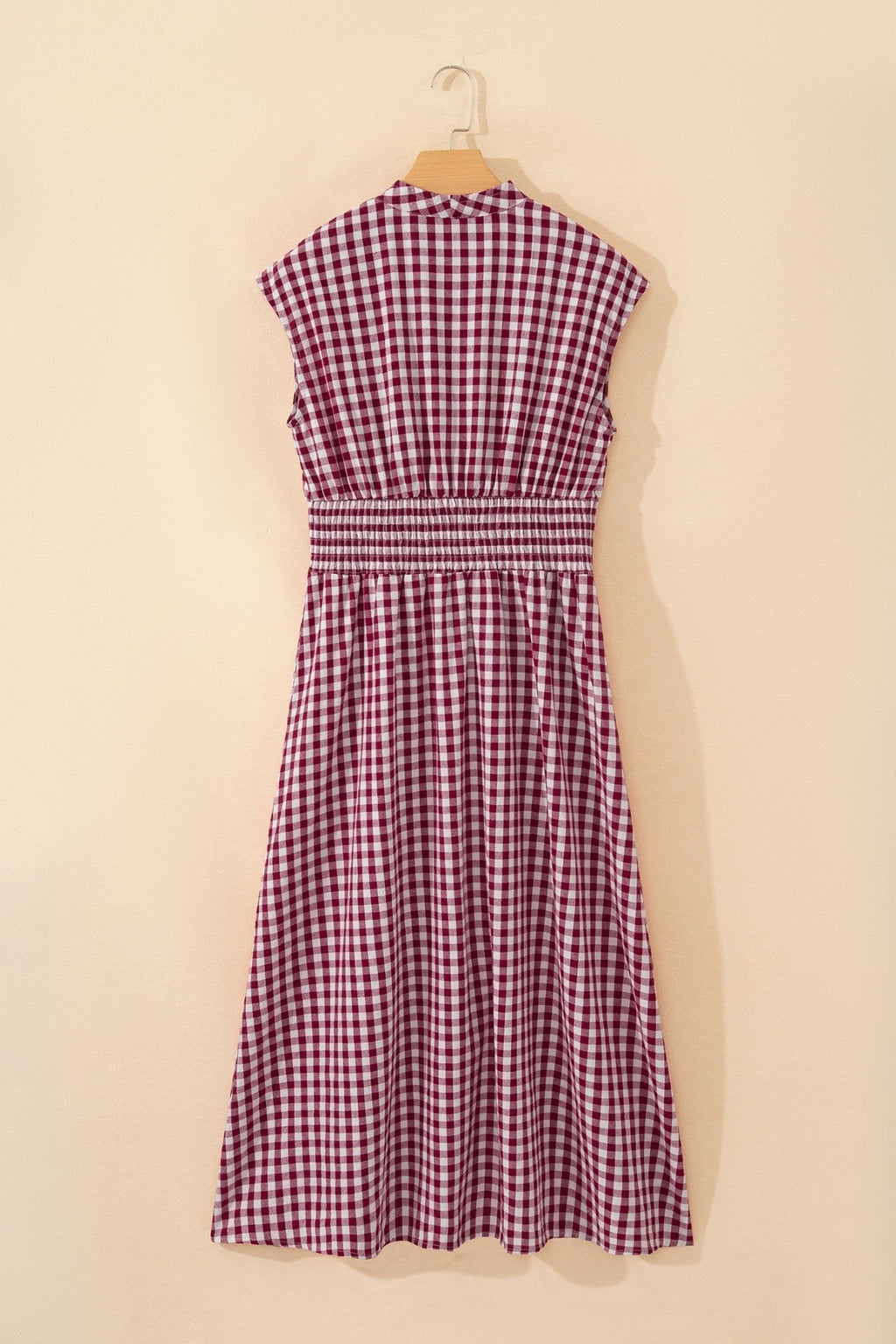 Gingham Plaid Zipped Cinched Waist Maxi Dress - Rooted & Reckless Co.