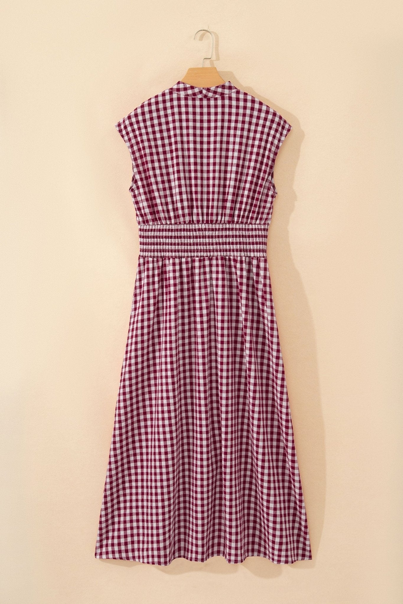 Gingham Plaid Zipped Cinched Waist Maxi Dress - Rooted & Reckless Co.