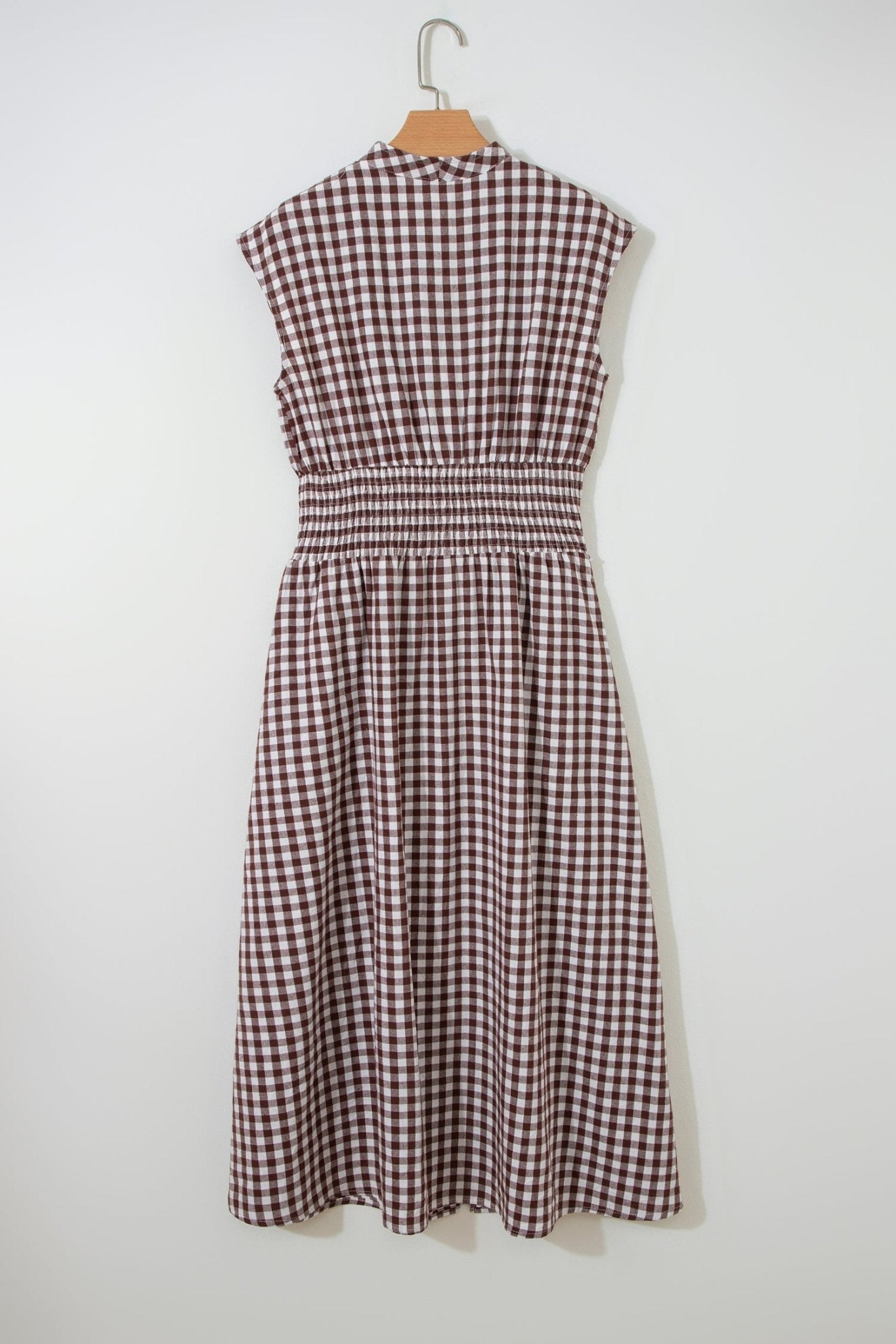 Gingham Plaid Zipped Cinched Waist Maxi Dress - Rooted & Reckless Co.