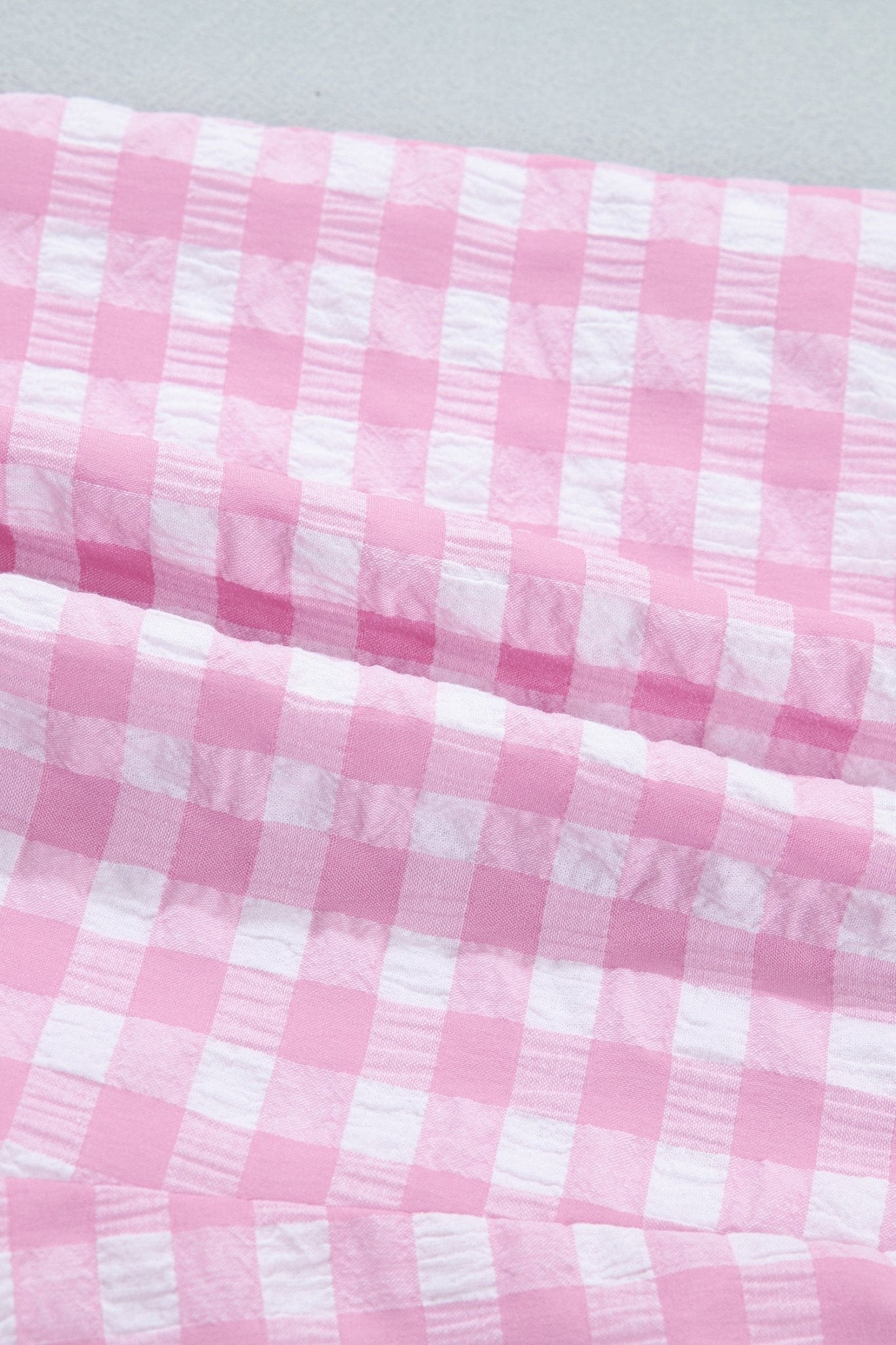 Gingham Ruffle Stripe Patchwork Lace Tie Shorts - Rooted & Reckless Co.