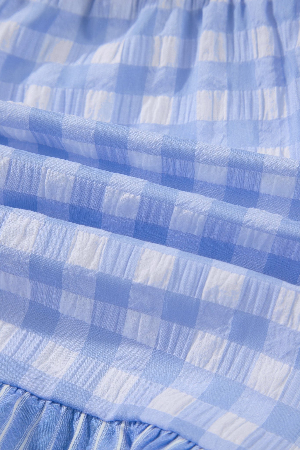 Gingham Ruffle Stripe Patchwork Lace Tie Shorts - Rooted & Reckless Co.