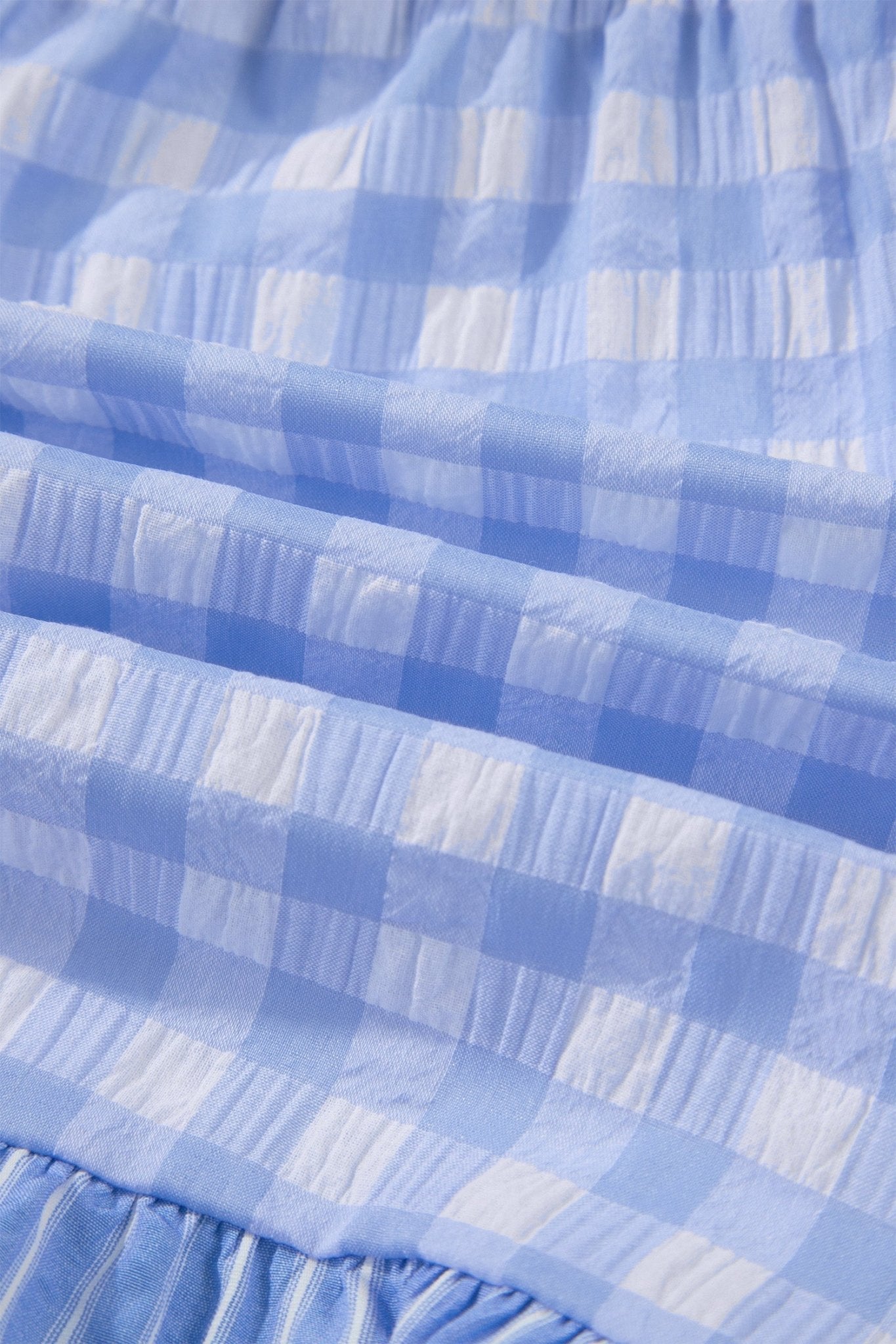 Gingham Ruffle Stripe Patchwork Lace Tie Shorts - Rooted & Reckless Co.