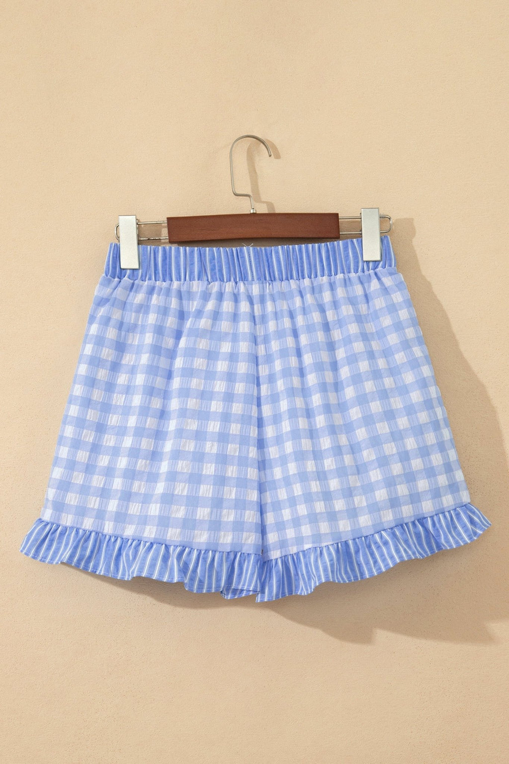 Gingham Ruffle Stripe Patchwork Lace Tie Shorts - Rooted & Reckless Co.