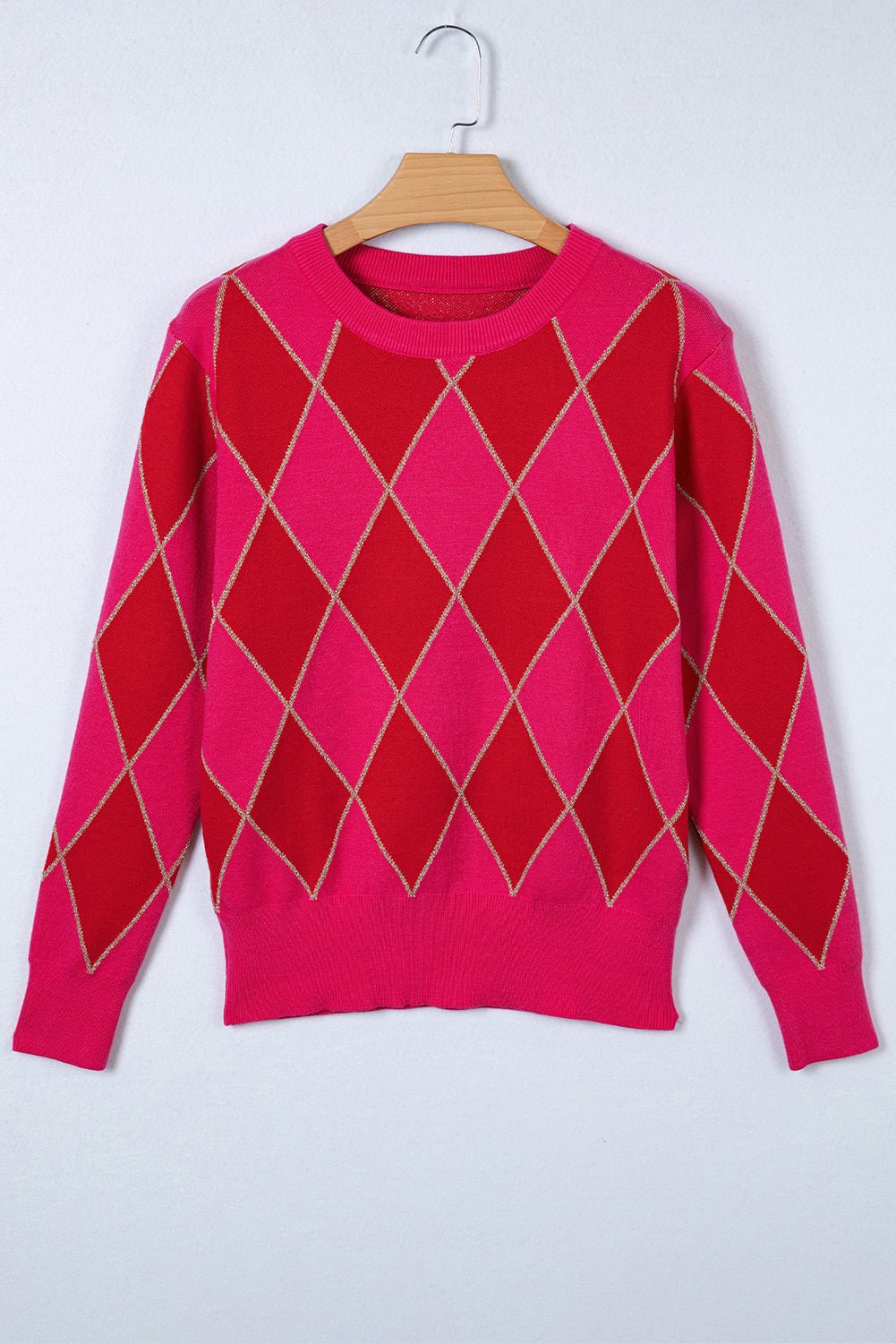 Glitter Rhombus Geometric Knit Crewneck Sweater - Rooted & Reckless Co.