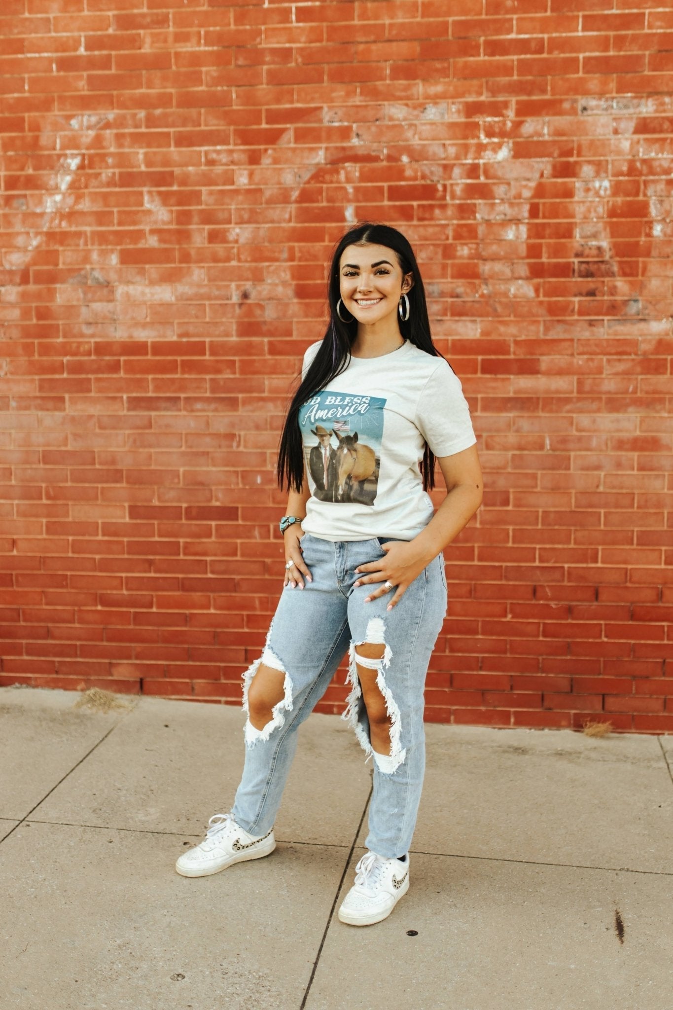 God Bless America Cowboy Trump Graphic Tee - Rooted & Reckless Co.