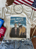 God Bless America Cowboy Trump Graphic Tee - Rooted & Reckless Co.