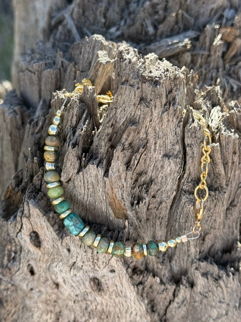 Gold Desert Turquoise Beaded Bracelet - Rooted & Reckless Co.