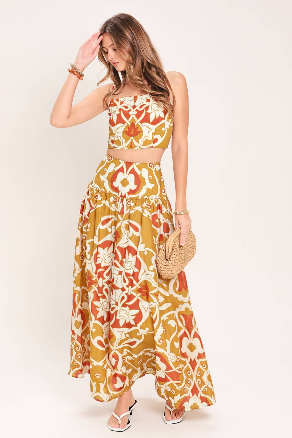 GOLDEN ISLAND WOVEN TOP AND SKIRT SET - Rooted & Reckless Co.