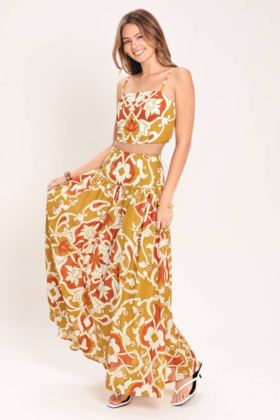 GOLDEN ISLAND WOVEN TOP AND SKIRT SET - Rooted & Reckless Co.