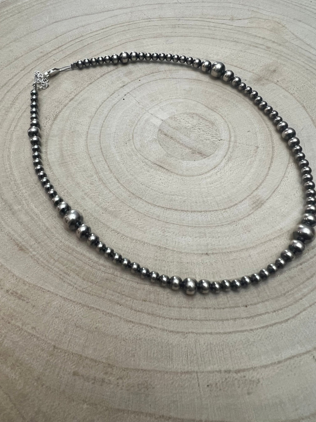 Graduated Sterling Pearl Choker — 15 inch (4-5-6-8mm Oxidized) - Rooted & Reckless Co.