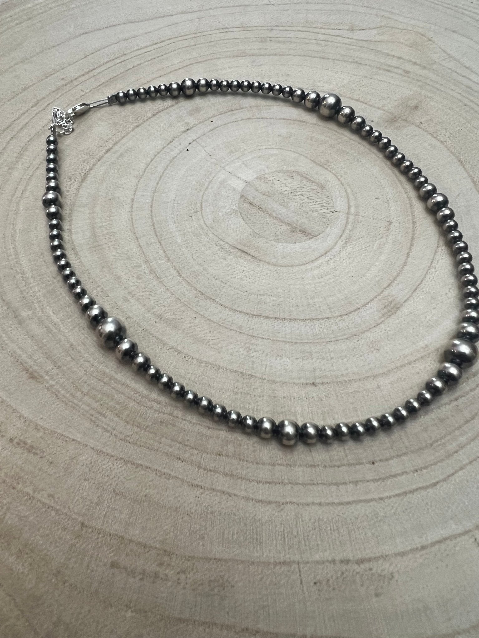 Graduated Sterling Pearl Choker — 15 inch (4-5-6-8mm Oxidized) - Rooted & Reckless Co.