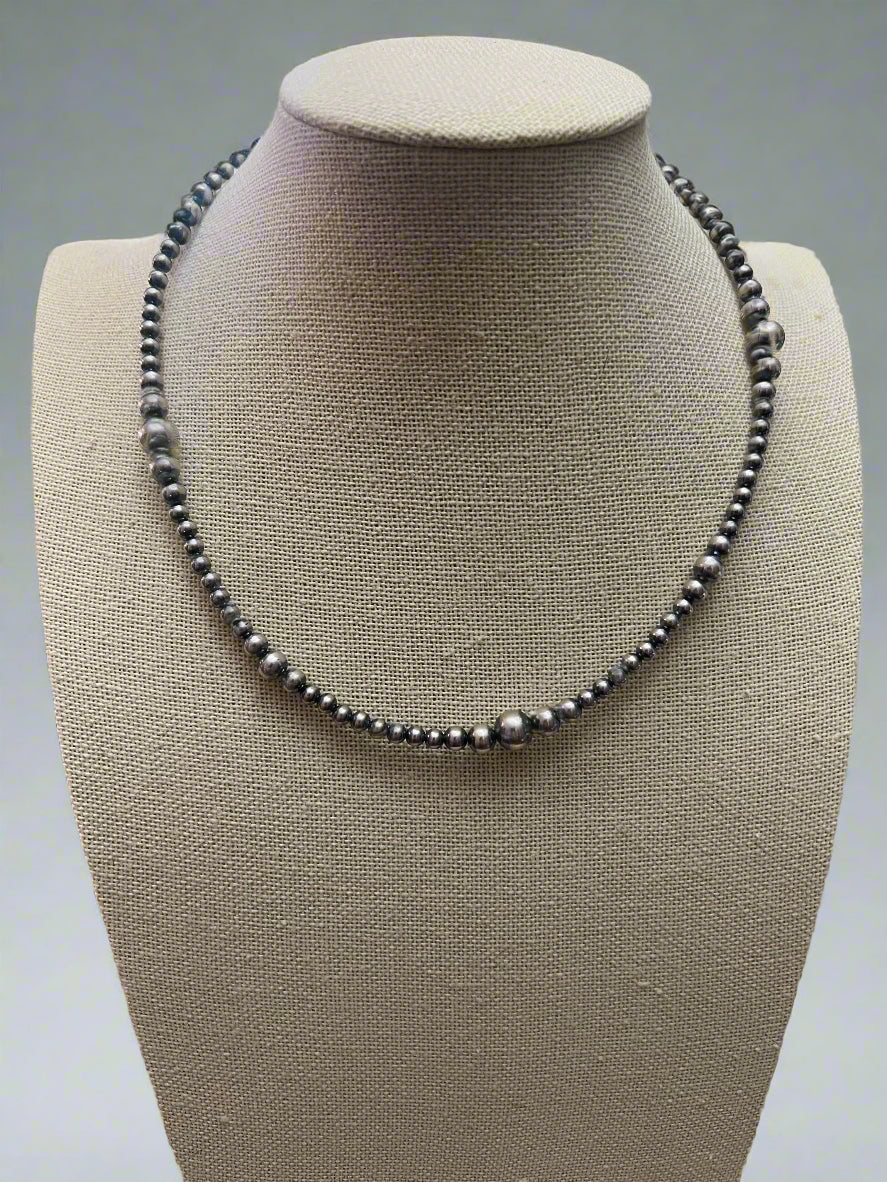 Graduated Sterling Pearl Choker — 15 inch (4-5-6-8mm Oxidized) - Rooted & Reckless Co.