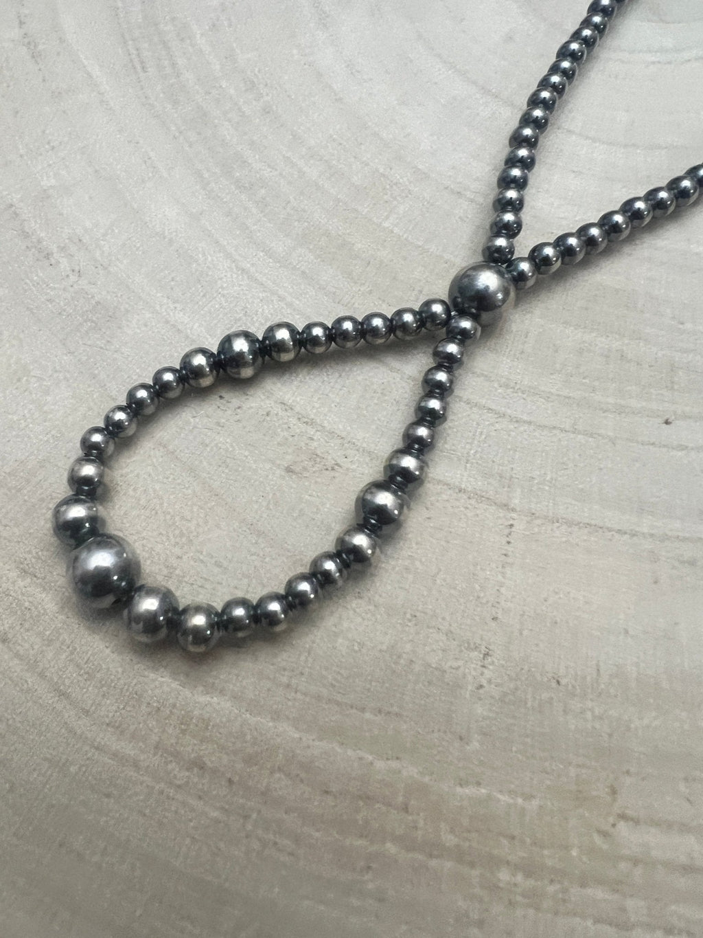 Graduated Sterling Pearl Hoop Necklace — 23 inch (4-5-6-8mm) - Rooted & Reckless Co.