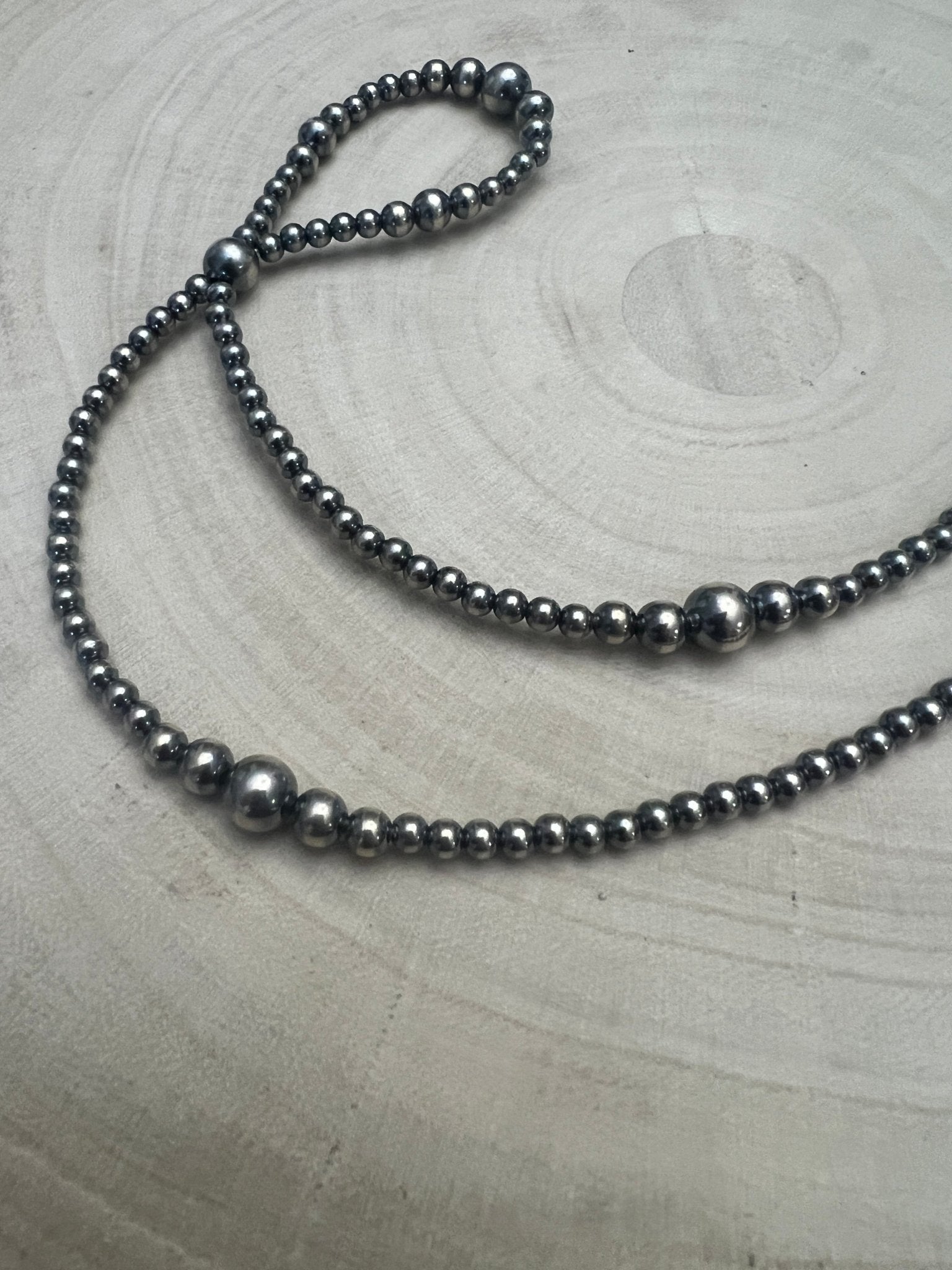 Graduated Sterling Pearl Hoop Necklace — 23 inch (4-5-6-8mm) - Rooted & Reckless Co.